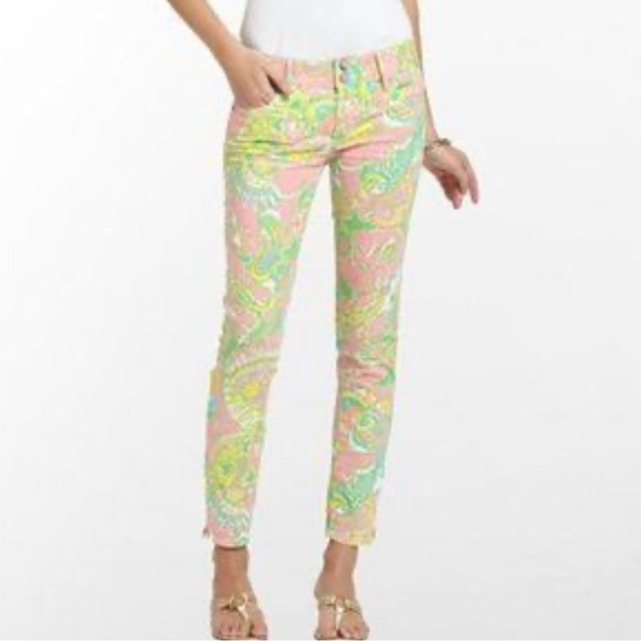 Lilly Pulitzer Denim - NWT Lilly Pulitzer Worth Skinny Mini Zip Pants 0 Multi Chin Chin Print